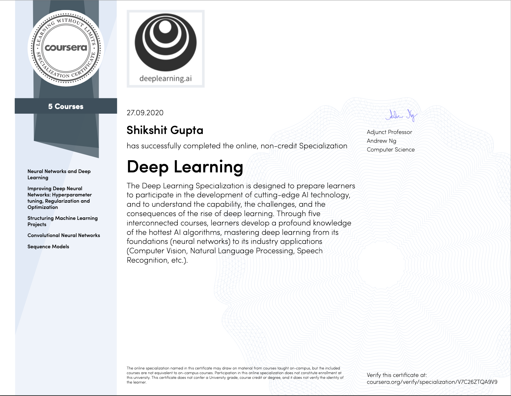 AI & Machine Learning certificate 4
