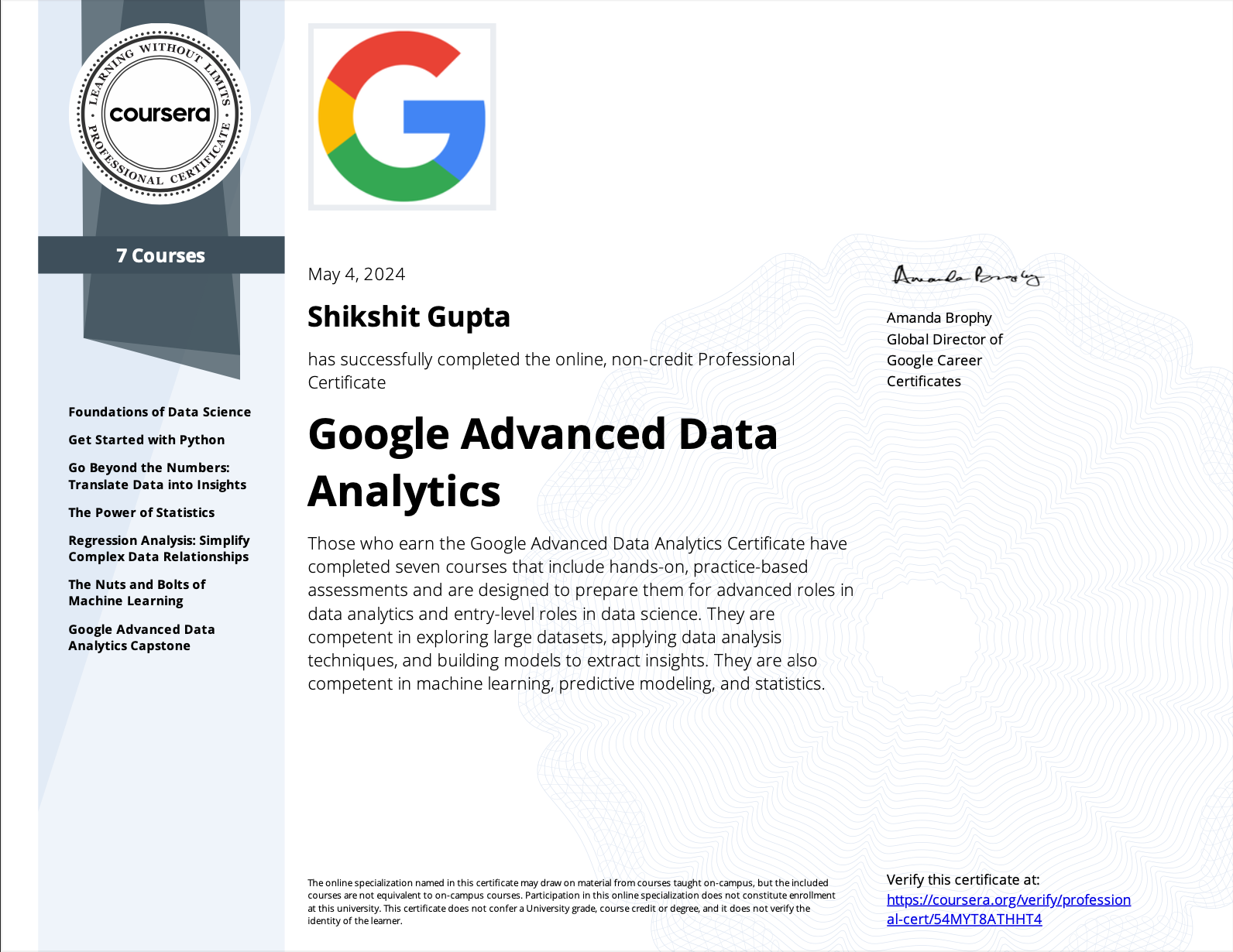 Data Science & Analytics certificate 2