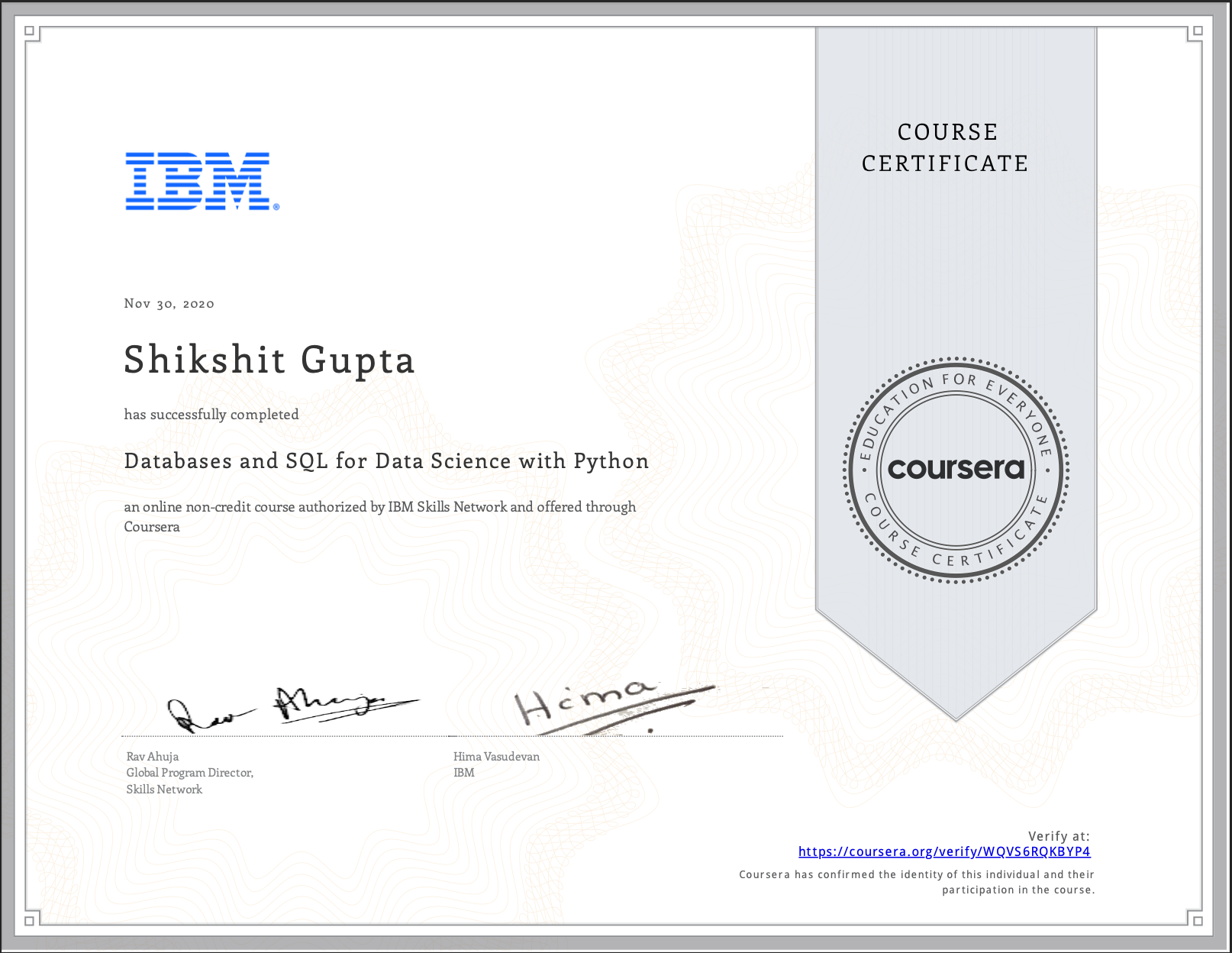 Data Science & Analytics certificate 3